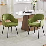 chairus Esszimmerstühle 2er Set Samt 360° Drehbare Küchenstühle Esszimmerstühle Drehbar Drehstühle Küche mit Armlehne (Grün)