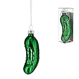 Cepewa Christbaumschmuck Figuren Anhänger Weihnachstbaumschmuck Gurke aus Glas (1 x Christbaumschmuck Gurke)