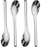 Miupoo Dick Schweres Abendessen Löffel, löffel Suppe, Edelstahl Esslöffel 304,Chinesischer Silberlöffel, Schwerer Asiatischer Dicker Langer Löffel,Mischen Rühren Kochen, 18cm,4 Stück