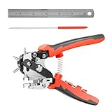 Lochzange für Leder Gürtel Locher Set mit Herrscher und Schleifstab Handbuch Gürtellochzange Multifunktionale Drehung Revolverlochzange für Leder Seidenpapier Stoff Karton