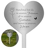 Photect Grabstecker Edelstahl Herz mit Spruch Manchmal Bist du in Unseren Träumen, Oft in Unseren Gedanken und Immer in Unseren Herzen Grabdekoration Wetterfest Frostbeständig Grabschmuck zum Andenken