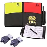 Schiedsrichter Set, Schiedsrichter Karten, Gelbe Rote Karte Fußball, Sport Fußball Schiedsrichter rote und gelbe Karten mit 2 Trainer Pfeife mit Lanyard, Brieftaschen für Sport Fußball