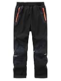 Zzkouine Kinder Softshellhose Schneehose Thermohose Hosen Jungen Mädchen Winterhose Outdoorhose Wanderhose, Schwarz/Tarnung 134-140
