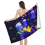 NBHDZENGW Badetuch mit Meerestiermotiv, weich, Premium-Mikrofaser, super saugfähig, schnell trocknend, leicht, für Fitnessstudio, Reisen, Strand (groß, 130 x 80 cm)