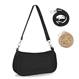 FITDON Handtasche Damen Klein Umhängetasche, Cord Hobo Bag Schultertasche Y2K Crossbody Bag Mini Retro Achsel Tasche mit 3 abnehmbaren Schultergurten, Schwarz