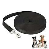 JUGUTA Übungsleinen Für Hunde 1 Stück Wasserdicht Schleppleine 10M X 2Cm Mit Abschließbarer Karabiner, Robuste Trainingsleine Für Große Und Kleine Hunde In Schwarz