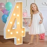 Festzelt, beleuchtet, Zahl 4, warmweiß, dekoratives LED-Lichter, vorgeschnittenes Schaumstoffplatten-Set für Hochzeit, Valentinstag, Geburtstag, 120 cm