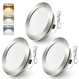 ALUSSO 3er Set 12V LED Einbaustrahler Decke 4W Möbel Einbaustrahler 3000K Warmweiß 4000K Neutralweiß 6000K Kaltweiß, Einbaustrahler LED Flach Bohrloch 55-58mm und 14.5mm Flache, IP44 Wasserdicht