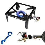 Bluecraft - Gas-Hockerkocher 10,5 KW Profi Gaskocher Gas Kocher für Gasflasche mit Zündsicherung und Piezozündung inkl. Gasreglerlöser mit Magnet + Schlüssel 17mm für Überwurfmutter 1/4'