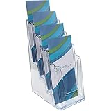 ogoPLUS 4 Etagen Prospekthalter Din lang Hochformat/Mehrfach Prospektständer, Flyer-Ständer, Flyerhalter, Werbung, Aufsteller, Tisch-Prospektständer, Wandmontage, Prospektbox