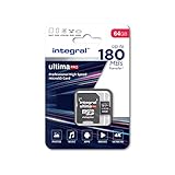 Integral 64GB Micro SD Speicherkarte – Lesen 180MB/s, Schreiben 150MB/s, A2, UHS-I, U3, V30, C10, MicroSDXC, High-Speed Micro SD Karte für 4K-Video, Drohnen, Smartphones, Steam Deck und mehr