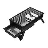 FONDOTIN Tragbarer Holzkohlegrill Für Camping Faltbarer Bbq Grill Für Personen Outdoor Aktivitäten Und Abnehmbarem