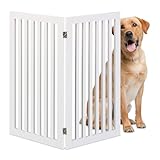 Relaxdays Hundeabsperrgitter, freistehendes Schutzgitter, HxB: 91,5 x 103 cm, MDF, zusammenklappbar, Türgitter, weiß