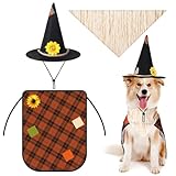 Sunnymove 3-teiliges Hunde-Halloween-Kostüm-Set beinhaltet 1 Vogelscheuchen-Hut, 1 Hundehalstuch, 1 Welpenumhang, Halloween-Haustier-Rollenspiel-Outfits für Welpen, Hunde, Katzen