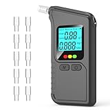 Wagxoey Alkoholtester, Professionell mit Polizei Genauigkeit Tragbarer Atemalkoholmessgerät inkl 10 Einweg-Mundstücken & LCD-Display - für Auto, Heim & Party