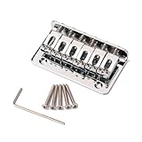 Parliky Saitige Metall sattelbrücke Chrom Strain Plate Bridge für Ukulele Gitarren Ersatzteil Vintage design Präzise Vorgebohrt Einfache Montage für Musiker Zubehör