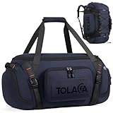 Tolaccea Sporttasche Rucksack für Herren & Damen – 40L große Reisetasche mit Schuhfach, Nassfach & Laptopfach (15,6') – Wasserdicht Duffle Bag für Weekender, Fitness, Sport & Reisen(Dunkelblau)