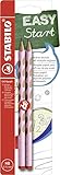 STABILO - Ergonomischer Dreikant-Bleistift für Rechtshänder - EASYgraph in pastellpink- 2er Pack - Härtegrad HB