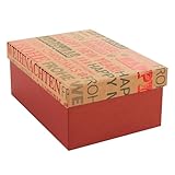 Idena 31510 - Geschenkbox mit Deckel in der Größe 20 x 15 cm, Geschenkschachtel in Rot für Weihnachten mit Aufschrift 'Frohe Weihnachten' und 'Happy New Year'