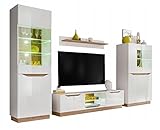 MEBLE KRYSPOL Wohnwand Wohnzimmer Fame – Wohnzimmer Möbel – Wohnwand Modern – Sideboard Wohnzimmer – Wohnzimmer Schrankwand – Wohnzimmer Möbel Modern - Regal Weiß - TV Schrank - Mehrzweckschrank