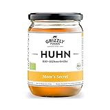 Grizzly Foods • BIO Hühnerbrühe (6 x 500ml) • 100% natürlich • Ohne Zucker & Geschmacksverstärker • Lange gekocht • Wertvolle Nährwerte • Fleischbrühe, Fond, Bouillon