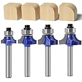 WSOOX 4 Stück Abrundfräser Standard Fräser Set für Holz mit 6mm Schaft, Fräser für Oberfräse Set