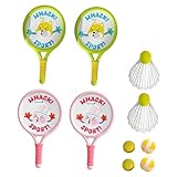 Aymzbd 4 Teiliger Badmintonschläger für Kinder mit Ball Und Federball für Strandrasen