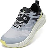 Kricely Laufschuhe Herren Breite Zehenbox Traillaufschuhe Straßenlaufschuhe Trekkingschuhe Sneaker Leicht Sportschuhe Outdoor Schuhe Bequeme Fitnessschuhe （Grau 43