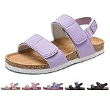 Torotto Sandalen Mädchen Jungen Mit Kork Sandals Kinder Pantoffeln Riemen Verstellbare Schnalle Rutschfeste Mit Klettverschluss Sandaletten für Drinnen und Draußen(Lila, 34EU)