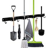 GmeDhc Besenhalterung Wand, Besenhalter aus Edelstahl, Besenhalterung mit 4 Halter und 5 Haken, Wandhalterung Besen mit Selbstklebend Ohne Bohren