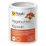 Raab Vitalfood® Bio Hagebutten Kapseln (150 Stück) - Premium-Sorte AP-4® Hagebutte aus dem Süden von Chile, mit natürlichem Vitamin C für eine normale Kollagenbildung & Knorpelfunktion, ohne Zusätze