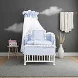 Generisch Babyhafen Beistellbett 3in1 Babybett Komplettbett Royal Blau, Spitze-Weiß Stubenbett