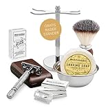 Störtebekker® Premium Gentleman Essential Set - Hochwertiges Rasierset für eine perfekte Rasur - mit Rasierhobel, Rasierpinsel, Rasierseife, Rasierschale, Rasierklingen, Rasierständer und Alaunstein