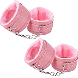 Tomedeks 2 Stück Handschellen Kostüm, Handschellen Sex Bett Plüsch Für Paare, Handschellen Aus Leder Und Plüsch, Verbrecher, Sträfling, Polizist, Motto-Party, Karneval, Cosplay(Rosa)