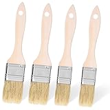 Parthan 4 Stück Set Backpinsel, Holzgriff Hitzebeständig, Backpinsel zum Grillen, Backpinsel Naturborsten ideal zum Backen und Grillen, vielseitig einsetzbar, Lebensmittel Pinsel(1 Zoll,2 Zoll)