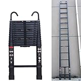 5m Teleskopleiter Klappleiter Alu Mehrzweckleiter mit 2 Haken, 13 Sprossen, rutschfest Verlängerungsleiter, Anlegeleiter Aluminium Leiter Haushaltsleiter für Outdoor & Indoor, 150kg Tragkraft