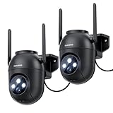 2 Stück Überwachungskamera Aussen - 5MP Kamera Überwachung Aussen 2,4/5Ghz Wlan IP Kamera Outdoor Außenkamera Kabel 360°PTZ Videoüberwachung Aussen Camera Dome Homekit mit Automatischer Verfolgung