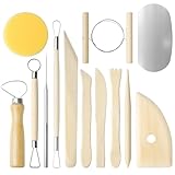 Kolamom 13 Stück Modellierwerkzeug Keramik Werkzeug DIY Kit, Sculpting Modelliermasse Lufttrocknend Tools, Holz, für Modellbau Schnitzarbeiten Kerzenherstellung, Handwerk Töpfer Tonschnitz