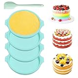 Silikon Backform, 4 Stück Rund Schichtkuchen Backform, Kuchenform Silikon für Schichtkuchen Käsekuchen Regenbogenkuchen und Chiffonkuchen 17,5 x 2,6 cm Grün