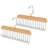 Gürtelhalter für den Kleiderschrank,2er-Pack Stabiler Gürtel Aufbewahrung aus Holz mit 8 Haken und 360° Drehbaren Haken Krawattenhalter für Gürtel,Krawatten, Schals,BHS Tanktops 28 cm