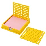Haftnotiz-Schablone mit Haftnotiz, für 7,6x7,6cm Selbstklebenden Notizblock Haftnotizhalter mit Schablone Haftnotiz Organizer Spender für Schreibtisch Büro Zuhause Schulbedarf (Gelb)