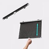 DZHTUF PVC Verdunkelung,Hitzeschutzmarkise für Kinder,ohne Bohren Sonnenschutzrollo,leicht und kompakt,Verdunkelung mit Saugnäpfen,Balkon sonnenschutzrollo für innen.,Black-0.58x1.25m(1.9 * 4.1ft)