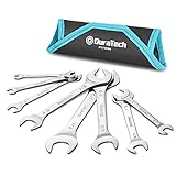 DURATECH Doppelmaulschlüssel Satz Extra Flach, Gabelschlüsselsatz Maulschlüssel Schraubenschlüssel Set, 8-teilig, Metrisch, SW 5,5 mm - 27 mm, mit Aufbewahrungstasche, für engen Raum
