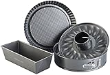 Rosenstein & Söhne Springform: 5-teiliges antihaftbeschichtetes Backformen-Set mit 3 Kuchenformen (Kastenform, Kuchen-Backform Küche, Backpapier)