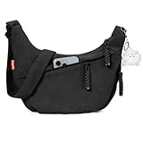 Captain Blues Umhängetasche Damen Crossbody Bag Cord Tasche Halbmond Tasche Damen, Verstellbare Schultertasche mit Reißverschluss und Baumwollfutter, Ideal für Arbeit, Reisen und Uni (Schwarz)