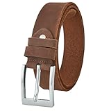 BELTER Ledergürtel aus Echtleder Herren Gürtel 38mm Leder Jeansgürtel mit Geschenkbox (Braun-A,105cm)