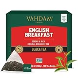 VAHDAM, Englischer Frühstück Schwarz Tee (100 Teebeutel) Hohe Koffein, Glutenfrei | Kräftiger & Robuster Schwarzer tee - Kaffee-Ersatz | Verpackt in Indien | Brühen Sie Heiß, Eis oder Kombucha Tee