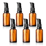 6 Stück 30 ml Leer Glasflaschen Braun, bernsteinfarbene Glas-Lotion-Flaschen, Bernsteinfarbene Glasflaschen für Lotionen, Ätherische Öle und Cremes, UV-Schutz Reiseflaschen für Kosmetik und