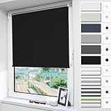 Magiea Verdunklungsrollo ohne & mit Bohren Klemmfix, Schwarz 45x120cm (BxH), Verdunkelungsrollo Klemmrollo Thermorollo, Fensterrollo innen Sonnenschutz und Sichtschutz, Rollos für Fenster & Tür