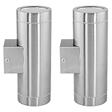 SSC-LUXon 2 Stück TIRA Aussenlampe Edelstahl Up and Down Leuchte - Hauswand Wandlampe Wandleuchte Aussen IP44 Fassung für 2x GU10